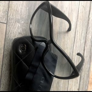 Vintage chanel tweed sunglasses with case